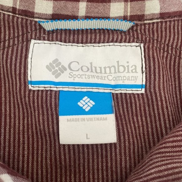 Columbia burgundy plaid button down shirt size large - Picture 3 of 6